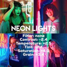 neon lights are featured in this collage with the caption'neon lights '