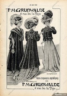 Grunwaldt (Fur clothing) 1906 Fur Coat, Fashion Illustration Character Words, Fur Coat Fashion, Fur Clothing, Winter Quilts, Clothing Vintage, Edwardian Era, Vintage Advertisement, Edwardian Fashion, Historical Costume