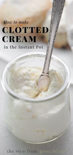 a spoon in a jar filled with whipped cream