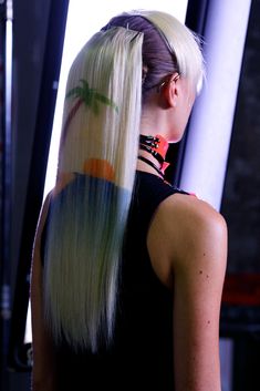 Stencilled hair extensions! Backstage with ghd at Emma Mulholland at Australian Fashion Week - stencilled hair created by Alan White #fashion #hair Ghd Hair Straightener, Wild Hair Color, Australian Fashion Week, Ghd Hair, Extreme Hair, Hair Straighteners, Holiday Hairstyles