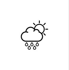 a black and white line drawing of a cloud with rain