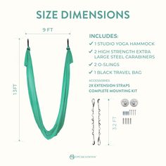 the measurements for an adult size hammock with straps, hooks and hooks