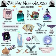 Wolf Moon Activities, Full Moon In Leo Ritual, January Magick, January Wolf Moon, Full Moon Activities, Ice Spirit, Full Moon Magick