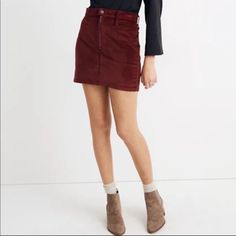 Red Velvet Skirt From Madewell. Never Worn! Red Velvet Skirt, Madewell Skirt, Velvet Skirt, Red Velvet, Madewell, Mini Skirt, Womens Skirt, Mini Skirts, Velvet