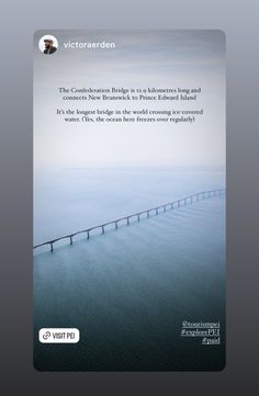 an image of a bridge in the middle of water with a caption that reads,