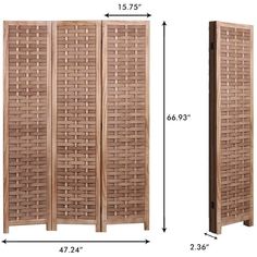 an image of a room divider with measurements for the width and length on it