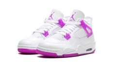 Air Jordan 4 Retro GS FQ1314 151 Jordan 4’s Pink, Jordan Retro 4 Mujer, Pink 4s, Rosa Jordans, Jordan Ideas, Jordan 4s Retro, Pink Jordans 4s, Nike Shoes Women Fashion, Converse Nike