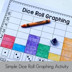 a dice roll graphing activity for kids to practice their math skills with colored pencils and crayons