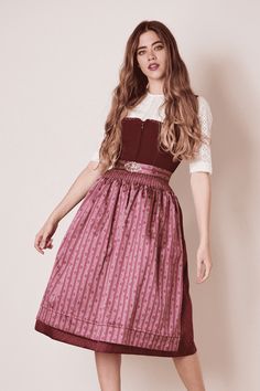 Verena 2 pc  Krueger Collection Dirndl  70 cm  Skirt length - German Specialty Imports llc Dirndl Dress Traditional, Dirndl Dress, Fitted Skirt, Traditional Outfits, Skirt Length, Cotton Material, Apron, Bodice, Midi Skirt