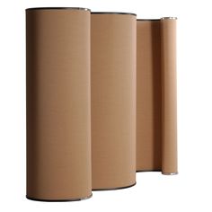 three different sizes of brown paper on white background