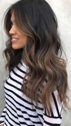 Subtle Ombre Brunette, Dark Brunette Ombre Balayage, Balayage For Dark Brown Hair Fair Skin, Light Ends On Dark Hair, Dark Brown Hair With Lighter Ends, Lived In Dark Brunette Balayage, Lightened Dark Brown Hair, Dark Bayalage Hair, Dark Brunette Ombre