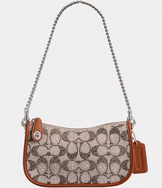 COACH The Coach Originals Swinger 20 In Crystal Signature Jacquard Shoulder Bag | Dillard's Glitter Bag, Embellished Bags, Girly Bags, Pretty Bags, Coach Bag, Leather Silver, Dillard's, Coach Purses, Global Fashion