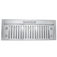 a stainless steel vent cover with four knobs