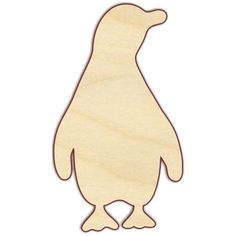 a wooden cutout of a penguin