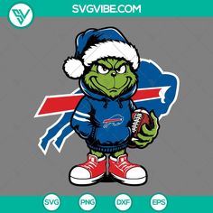 an image of a cartoon character wearing a santa hat and holding a football