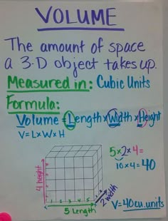 a piece of paper that has writing on it with numbers and measurements written in different colors