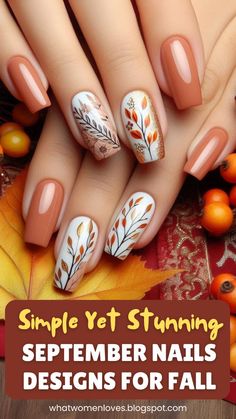 Elevate your style with simple September nails designs! Explore classic short nails and trendy almond or square shapes. Find out how to incorporate gel brown and other fall colors into your manicure, plus get tips on acrylic versus gel for long-lasting beauty. Short Almond Nails Fall Designs, Nail Ideas For September 2024, Easy Fall Nail Tutorial, Nail Designs Fall 2024, Acrylic Nail Designs Fall 2024, Fall Acrylic Nail Designs 2024, Square Nail Designs Fall 2024, Pastel Nail Art, Latest Nail Designs