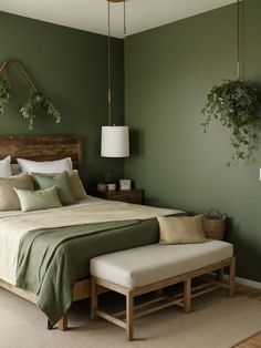 Green Room Ideas Bedroom, Green Bedroom Walls, Green Bedroom Decor, Green Accent Walls, Sage Green Bedroom, Decor Ideas Bedroom, Green Walls, Redecorate Bedroom, Ideas Living Room