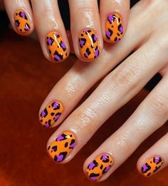 Short Nail Designs Animal Print, Colourful Animal Print Nails, Nail Styles 2024, Funky Design Nails, Colorful Animal Print Nails, Colorful Leopard Nails, Neon Animal Print Nails, Neon Leopard Nails, Fun Short Nails