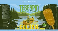 the label for terrapin beer is shown with an image of a canoe and trees