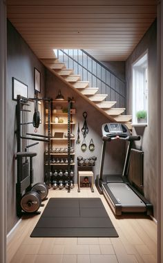 a home gym with treadmills and exercise equipment