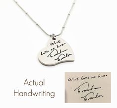 Handwritten Jewelry, Memory Ideas, Handwriting Necklace Custom, Memorial Ideas, Personalized Memorial Gifts, Handwriting Necklace