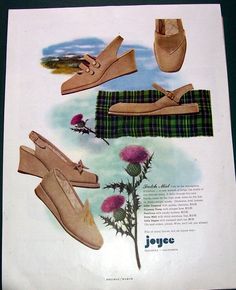 an advertisement for joyee shoes with different types of shoes and flowers on it