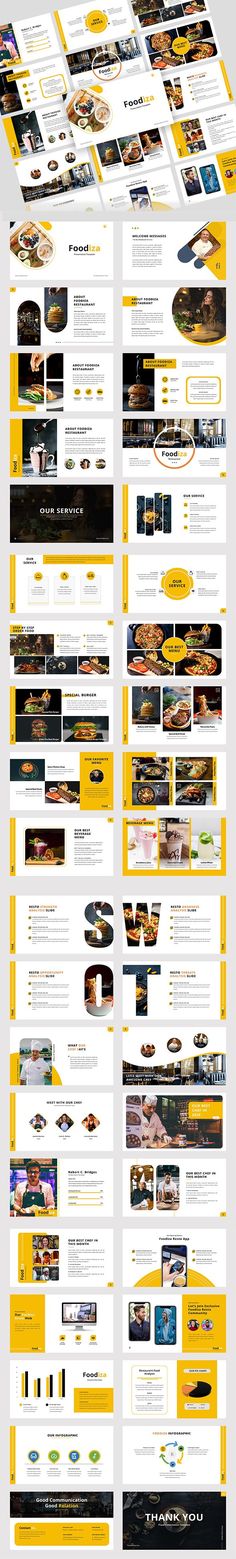 Food Presentation Template can be used for flyer, presentation, brosur, restoran menu etc. Powerpoint Design Inspiration, Chef Portfolio, Rage Coffee, Food Portfolio, Slide Presentation Template, Presentation Project