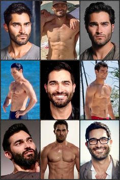 many different pictures of the same man with no shirt on