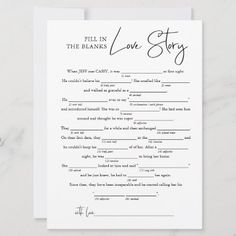 a love story fill in the blanks for someone's wedding or special event