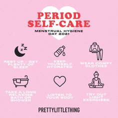 Period Selfcare, Period Self Care, Light Exercise, Happy Week