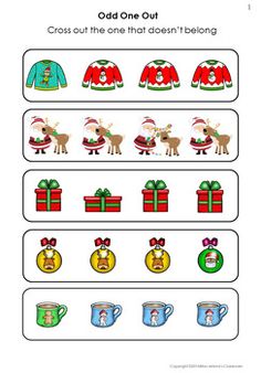 christmas themed worksheet for kids to practice counting and matching the number one out