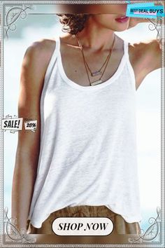 White Cotton-blend Sleeveless Shirts & Tops Summer Tank Top Vest, White Casual Vest With Relaxed Fit, Casual White Relaxed Fit Vest, Casual White Vest With Relaxed Fit, Sleeveless Relaxed Fit Tops In Plain Color, Casual White Sleeveless Top, White Tank Tops For Summer, White Relaxed Fit Casual Tank Top, White Casual Vest Top