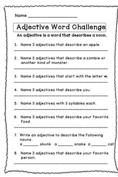 an advertive word challenge worksheet for students to practice their writing skills