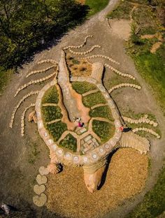 an aerial view of a garden in the shape of a bird's eye view