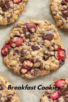 an image of healthy cookies with strawberries and chocolate