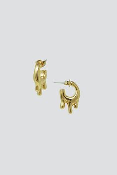 Small 18K Plated Wet Look Earrings from Hannah Jewett.  - 18K Plated Brass - .5” w X .75” h X .2”d Pop Bottles, Wet Look, Lifestyle Shop, Girls Best Friend, First Order, Women Wear, Plating, Stud Earrings, Drop Earrings