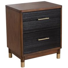 BringsophisticationandstyleintoyourspacewiththisDarkWalnutandBlackModDrawerNightstand.Thisnightstandisahighqualitypiececraftedofdurablemahoganywoodandveneerandfinishedinadashingcombinationofdarkwalnutstain,blackrattantexture,andgoldaccents.Therearetwodrawersforstoragemakingthisboldanddashingpieceagreatchoiceformodernspaces.FeaturesMahoganySolidsandVeneerFullyAssembledMetalBallBearingDrawerGlidesSpecifications Rattan Texture, Mid Century Nightstand, Black Nightstand, Black Rattan, Cal King Bedding, Dark Walnut Stain, Wood Joinery, 2 Drawer Nightstand, Wood Nightstand