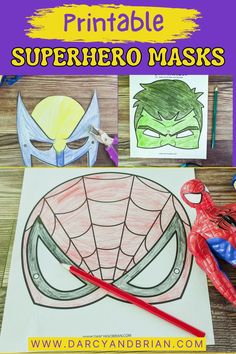 Take pretend play to the next level with these printable superhero masks that kids can customize and wear while saving the day. Encourage imaginative play and storytelling as children become their own heroes with unique designs and powers. Perfect for birthday parties or rainy days, these masks can also serve as a fun activity for kids to make themselves before becoming superheroes in action! Printable Superhero Masks, Disney Activities For Kids, Fun Activity For Kids, Superhero Toys, Batman Toys, Batman Figures, Superhero Masks