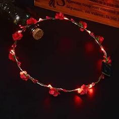 LEEMASING Led Light Women Flower Girl Headband Glow Blinking Crown Hair Wreath For Girls Women Wedding Festival Christmas New Year Party (Red) Led Flower Crown, Hair Garland, Led Flower, Wedding Hair Head Piece, Flower Girl Headbands, Hair Wreath, Wreath Wedding, Hair Accessories Gift, Headpiece Wedding