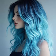 20 Pastel Blue Hair Color Ideas to Try - My Blog Blue And Peach Hair, Different Hair Colors Ideas, Blue Turquoise Hair, Violet Blue Hair, Medium Blue Hair, Hair Color Ideas For Curly Hair, Blue Hair Color Highlights, Light Purple Hair Dye, Pastel Blue Hair Color