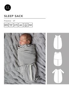 a baby sleeping on top of a blanket next to the instructions for how to sew