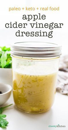 an apple cider vinegar dressing in a jar