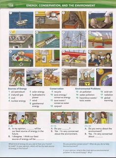 an energy conservation and the environment worksheet is shown in this image, which includes pictures