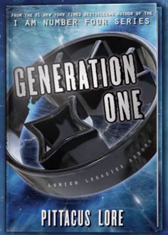 a book cover with the title generation one written in black and blue, on top of a