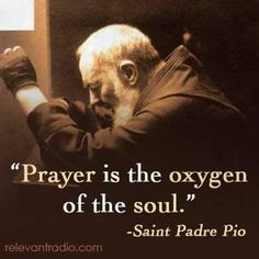 an old man with his hands in the air and a quote from saint padre