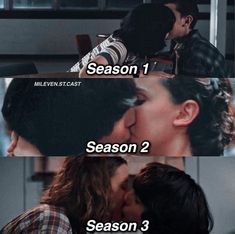 two people kissing each other with the caption saying season 1, season 2 and season 3