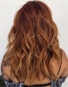 Auburn Hair With Highlights, Long Shag Hairstyles, Auburn Balayage, Wavy Layers, Long Shag Haircut, Long Shag, Strawberry Hair, Balayage Blonde