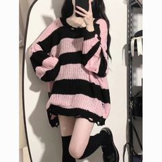 Fashion Girls Sweater PN5378 ●Size: S:Length 68 cm,bust 130 cm,shoulder 52 cm,sleeve 50 cm. M:Length 69 cm,bust 134 cm,shoulder 53 cm,sleeve 51 cm. L:Length 70 cm,bust 138 cm,shoulder 54 cm,sleeve 52 cm. ●Material:cotton (Please allow 1-3cm differs due to manual measurement.As different computers display colors differently,the color of the actual may vary slightly from the above images.Thanks for your understanding.) ●About Shipping: We attach great importance to the orders of each customer and Striped Sweaters, Egirl Style, Striped Knitted Sweater, Pullover Mode, Sweaters Women, Look Retro, Loose Knit Sweaters, Black Knit Sweater, Y2k Pink