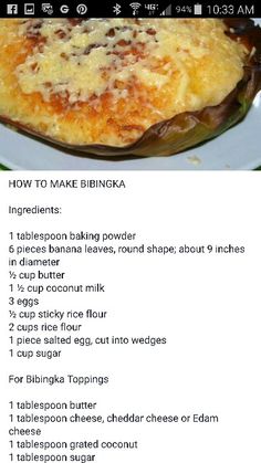 a recipe for baked food on a plate